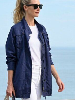 Lacoste Women's 100% Cotton Funnel Neck Drawstring Jacket Size 42 FR or US L